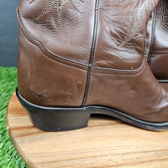 Vintage Tony Lama Mens Western Boots Brown Leather 11 B Riding Rodeo Cowboy main image 9